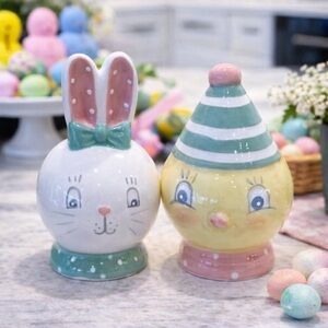NEW Johanna Parker Bunny & Chick Salt and Pepper Shakers – Super Cute Easter